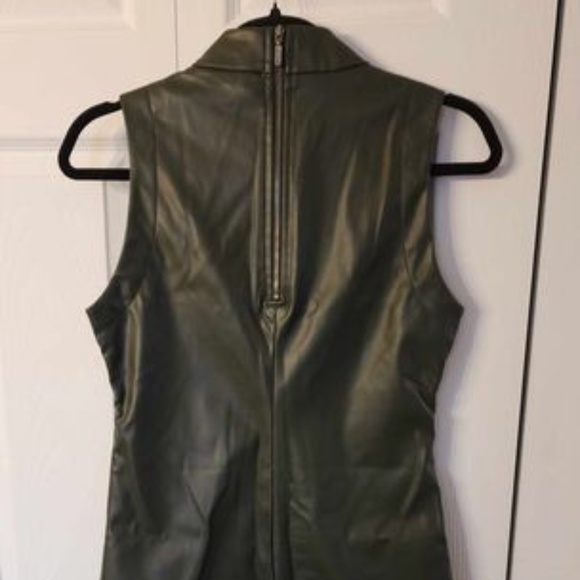 Dark Green Leather Dress size M - Picture 2 of 4